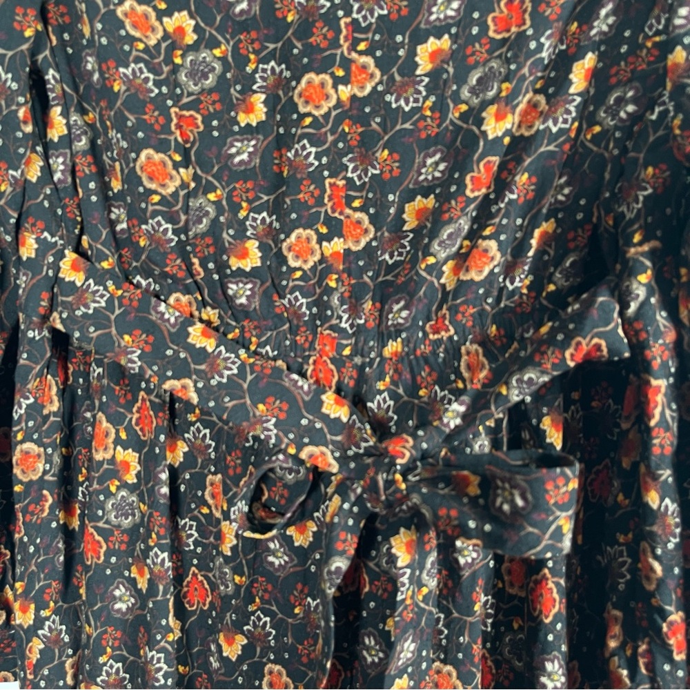 Lane Bryant Floral Maxi Dress Black Fall Print Long Sleeve Size 14 - Picture 10 of 15